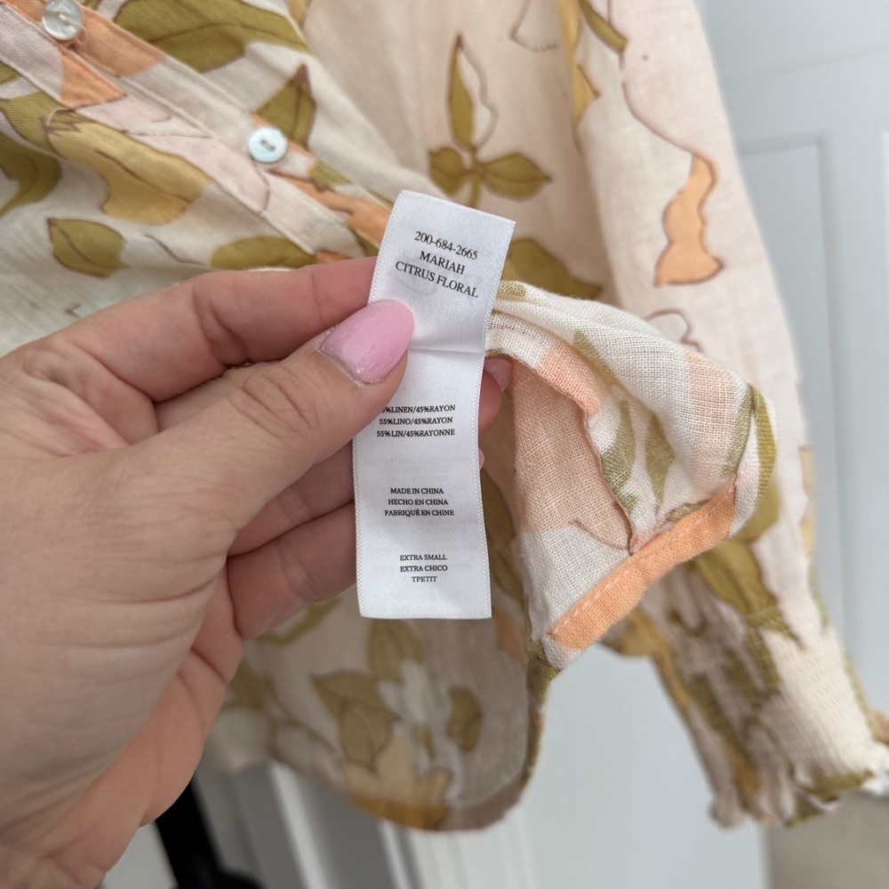 Rails Mariah Citrus Floral Blouse Linen Blend Top - Picture 4 of 5
